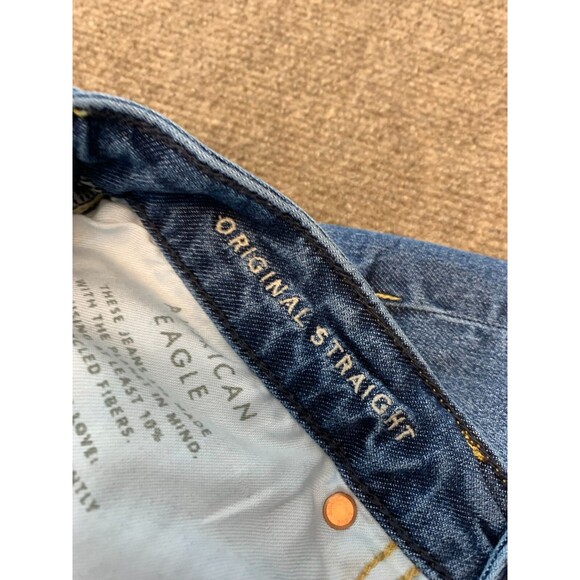 American Eagle Jeans Mens 30x30 Original Straight Whiskered Y2K Denim Airflex+ - Picture 5 of 10